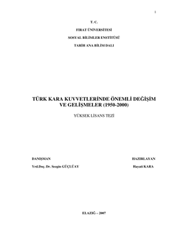 Türk Kara Kuvvetlerinde Önemli Değişim Ve Gelişmeler