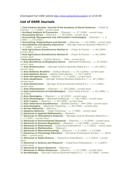 List of OARE Journals