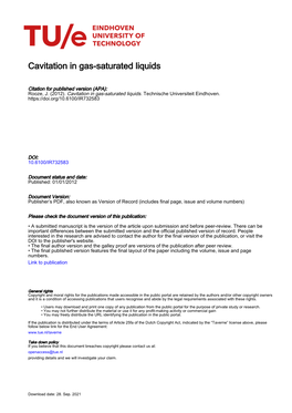 Cavitation in Gas-Saturated Liquids