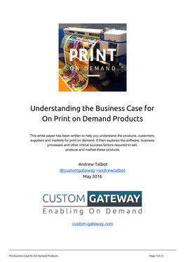 Understanding the Business Case for on Print on Demand Products