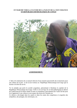 EN MARCHE VERS LA CULTURE DE LA PAIX ET DE LA NON-VIOLENCE EN REPUBLIQUE DEMOCRATIQUE DU CONGO AVERTISSMENT AVERTISSEMENT L'id