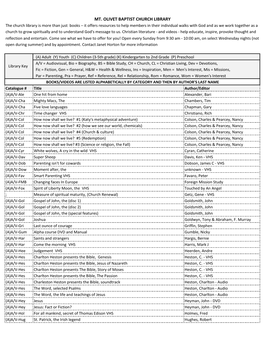 Mt. Olivet Baptist Church Library