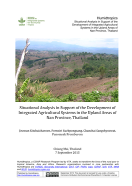 Situational Analysis in Support of the Development of Integrated Agricultural Systems in the Upland Areas of Nan Province, Thailand