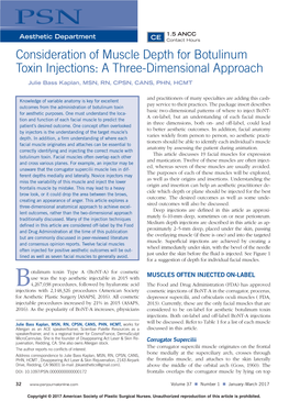 Consideration of Muscle Depth for Botulinum Toxin Injections: a Three-Dimensional Approach