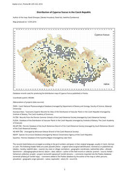 1 Distribution of Cyperus Fuscus in the Czech Republic