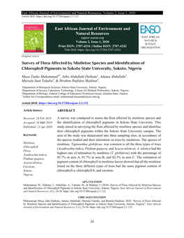 East African Journal of Environment and Natural Resources Survey of Flora Affected by Mistletoe Species and Identification of Ch