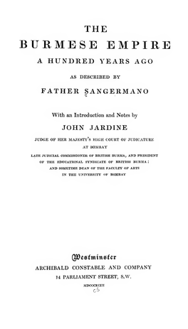 The Burmese Empire a Hundred Years Ago