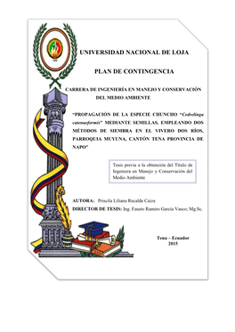 Universidad Nacional De Loja Plan De Contingencia