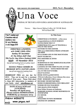 December Una Voce JOURNAL of the PAPUA NEW GUINEA ASSOCIATION of AUSTRALIA INC