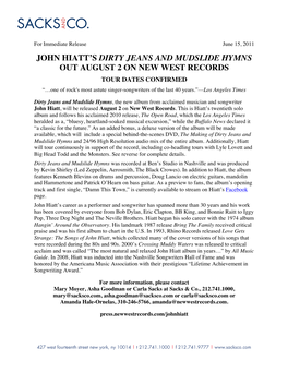 Johnhiatt DJMH Press Release