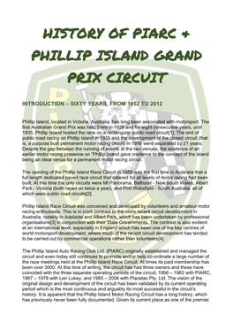 History of PIARC & Phillip Island Grand Prix Circuit