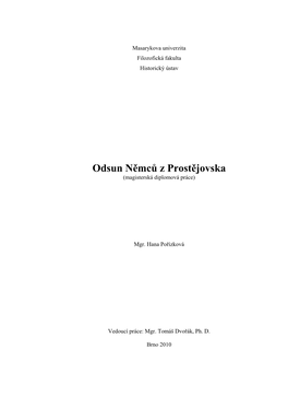 Odsun Němců Z Prostějovska (Magisterská Diplomová Práce)