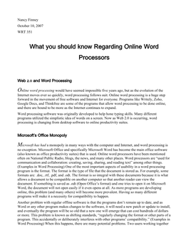 What You Should Know Regarding Online Word Processors