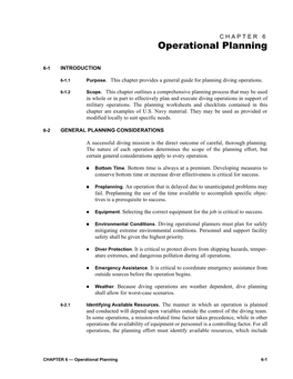 Operational Planning 6-1 Time, Personnel, Equipment, Support Or Auxiliary Equipment and Supplies in Order To