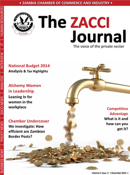 ZAMBIA CHAMBER of COMMERCE and INDUSTRY • the ZACCI Journal the Voice of the Private Sector