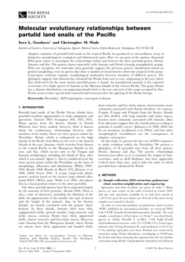 Molecular Evolutionary Relationships Between Partulid Land Snails of the Paci®C Sara L