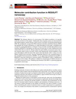 Molecular Contribution Function in RESOLFT Nanoscopy