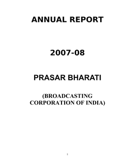 Annual Report 2007-08 Prasar Bharati
