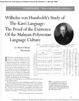 Wilhelm Von Humboldt's Study of the Kawi Language : the Proof of the Existence of the Malayan-Polynesian Language Culture