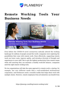 Remote Working Tools Your Business Needs