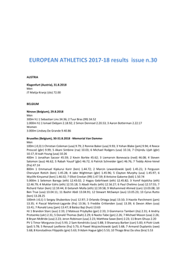 EUROPEAN ATHLETICS 2017-18 Results Issue N.30
