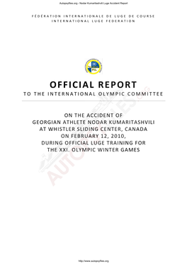 Nodar Kumaritashvili Luge Accident Report