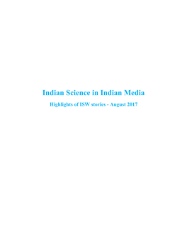 Indian Science in Indian Media Highlights of ISW Stories - August 2017