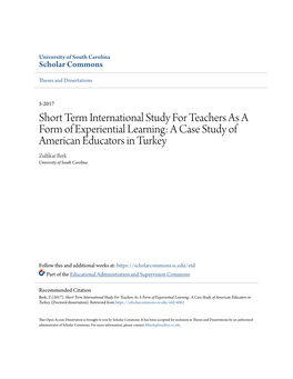 Short Term International Study for Teachers As A