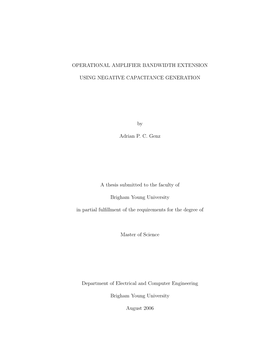 Operational Amplifier Bandwidth Extension Using Negative