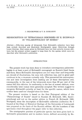 Redescription of Tetracorals Described by E