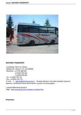 Curse "ANTARES TRANSPORT"