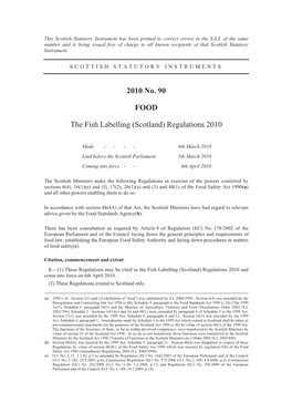 2010 No. 90 FOOD the Fish Labelling (Scotland) Regulations 2010