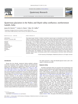 Quaternary Glaciation in the Nubra and Shyok Valley Confluence