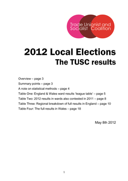 Local Elections the TUSC Results