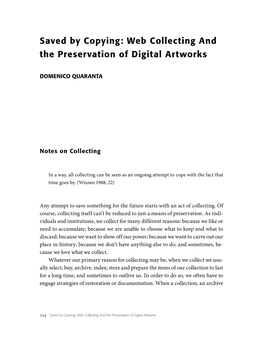 Saved by Copying: Web Collecting and the Preservation of Digital Artworks