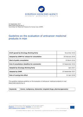 Guideline on the Evaluation of Anticancer Medicinal Products in Man