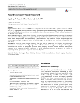 Racial Disparities in Obesity Treatment