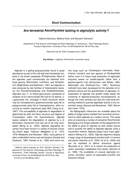 Are Terrestrial Ascomycetes Lacking in Alginolytic Activity?