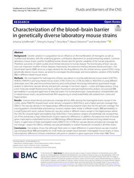 Characterization of the Blood–Brain Barrier in Genetically Diverse