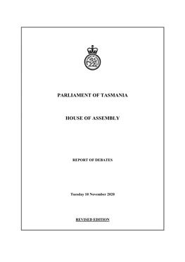 House of Assembly Tuesday 10 November 2020