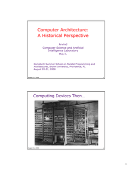 Computer Architecture: a Historical Perspective