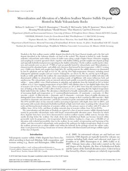 Mineralization and Alteration of a Modern Seafloor Massive Sulfide Deposit Hosted in Mafic Volcaniclastic Rocks