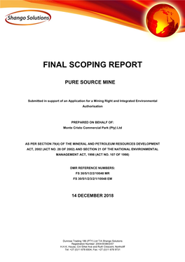 Final Scoping Report Pure Source Mine