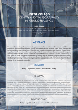 Jorge Colaço Identity and Transculturality in Azulejo Framings