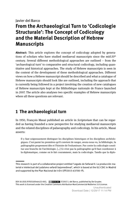 'Codicologie Structurale': the Concept of Codicology and the Material Description of Hebrew