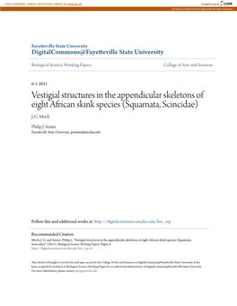 Vestigial Structures in the Appendicular Skeletons of Eight African Skink Species (Squamata, Scincidae) J