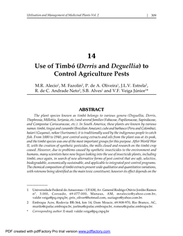 14 Use of Timbó (Derris and Deguellia) to Control Agriculture Pests