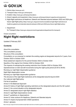 Night Flight Restrictions - GOV.UK GOV.UK