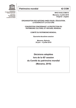 Document Du Comité Du Patrimoine Mondial