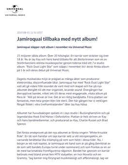 Jamiroquai Tillbaka Med Nytt Album!